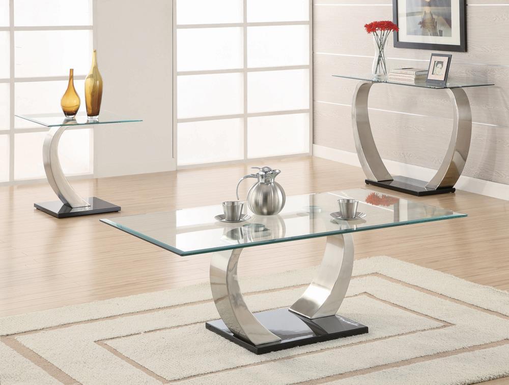 Pruitt Glass Top Coffee Table Clear and Satin - Half Price Furniture