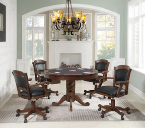Turk 3-in-1 Round Pedestal Game Table Tobacco - Gaming Table - Half Price Furniture