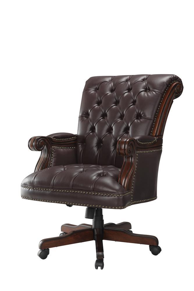 Calloway Tufted Adjustable Height Office Chair Dark Brown  Half Price Furniture