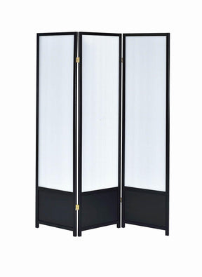 Calix 3-panel Folding Floor Screen Translucent and Black - Room Divider - Half Price Furniture