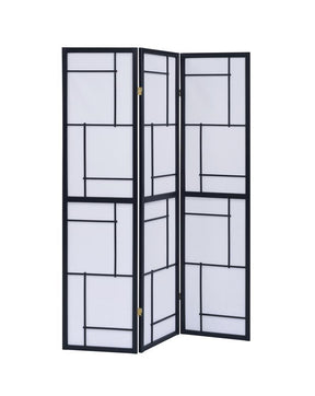 Damis 3-panel Folding Floor Screen Black and White - Room Divider - Half Price Furniture