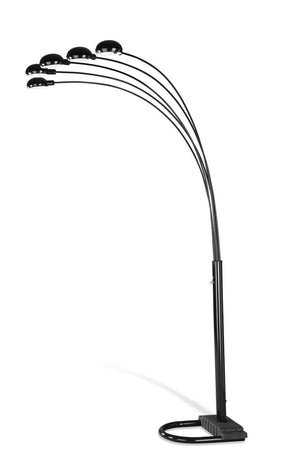 Kayd 5-light Floor Lamp Satin Black - Lamp - Half Price Furniture