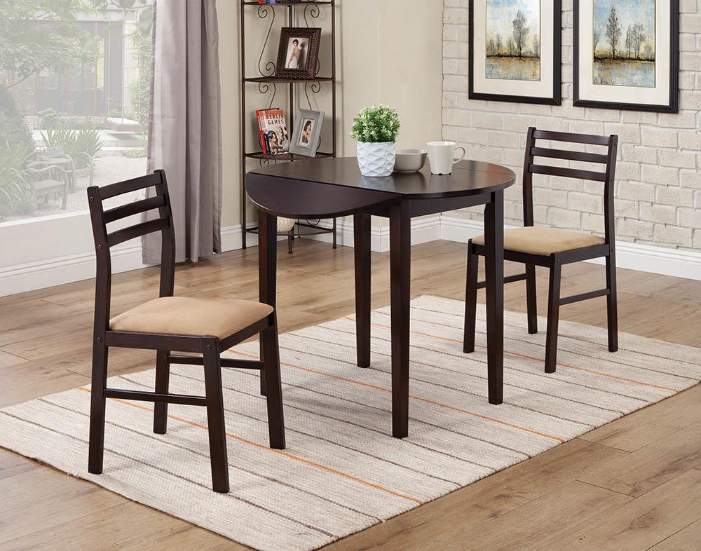 Bucknell 3-piece Dining Set with Drop Leaf Cappuccino and Tan - Half Price Furniture