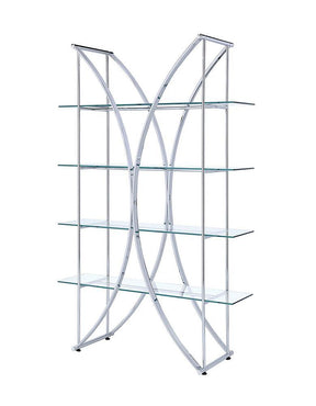 Larson 4-tier Bookcase Chrome and Clear - Bookcase - Half Price Furniture
