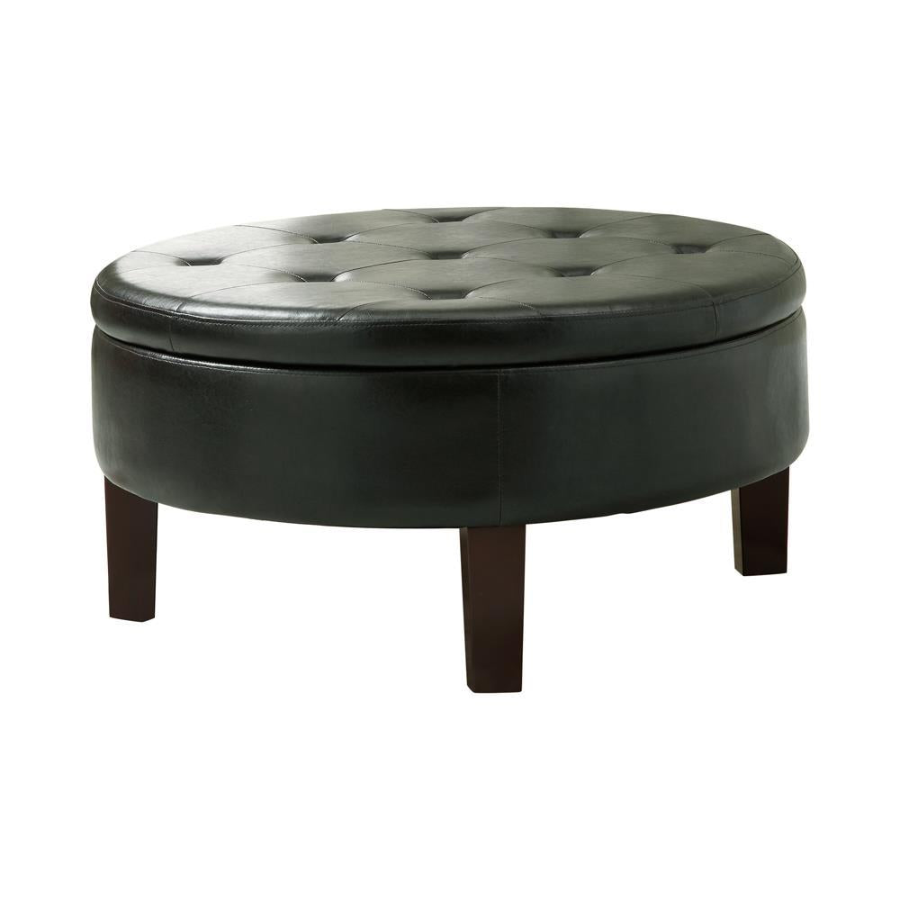 G501010 Casual Dark Brown Round Ottoman  Half Price Furniture