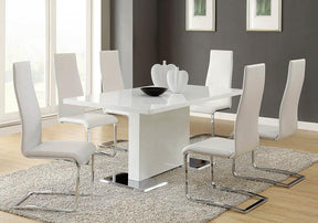 Anges T-shaped Pedestal Dining Table Glossy White Half Price Furniture