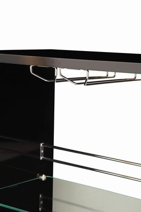 Adolfo 3-tier Bar Table Glossy Black and Clear Half Price Furniture