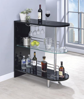 Adolfo 3-tier Bar Table Glossy Black and Clear  Half Price Furniture