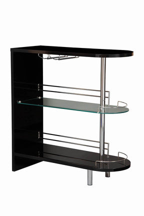 Adolfo 3-tier Bar Table Glossy Black and Clear - Half Price Furniture