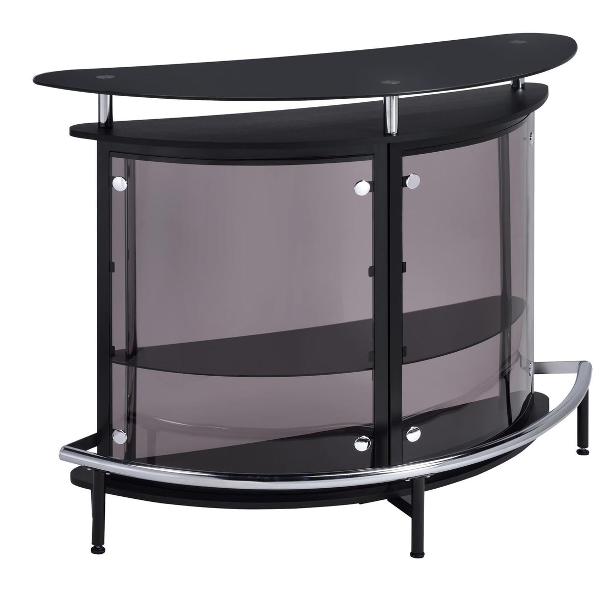 Amarillo 2-tier Bar Unit Black and Chrome - Half Price Furniture