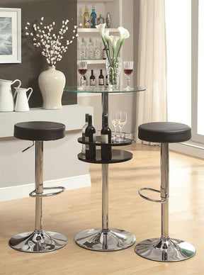 Gianella Glass Top Bar Table with Wine Storage Black and Chrome Gianella Glass Top Bar Table with Wine Storage Black and Chrome Half Price Furniture