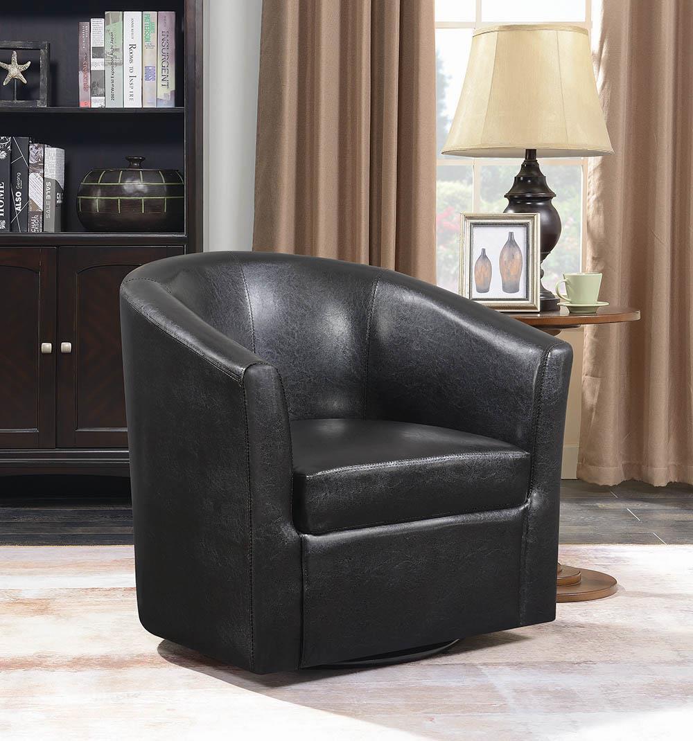 Turner Upholstery Sloped Arm Accent Swivel Chair Dark Brown  Half Price Furniture