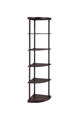 Bonwick 5-shelf Corner Bookshelf Cappuccino Half Price Furniture