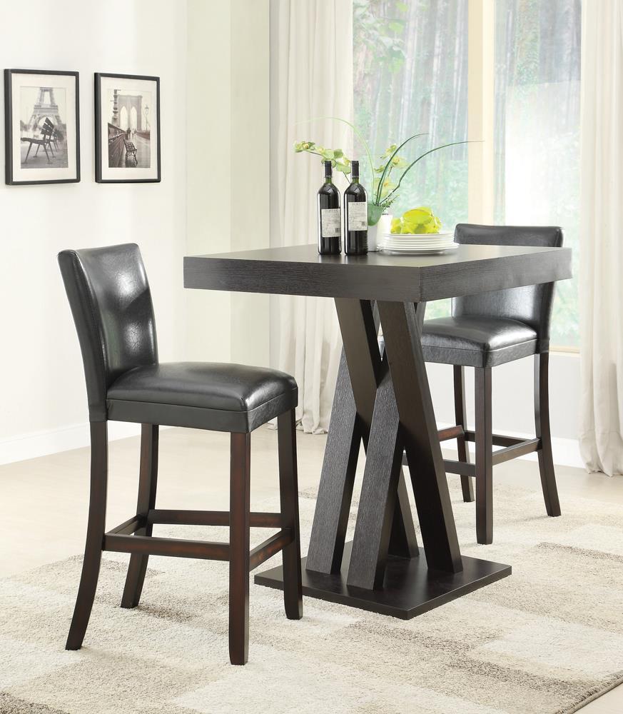 Freda Double X-shaped Base Square Bar Table Cappuccino - Half Price Furniture