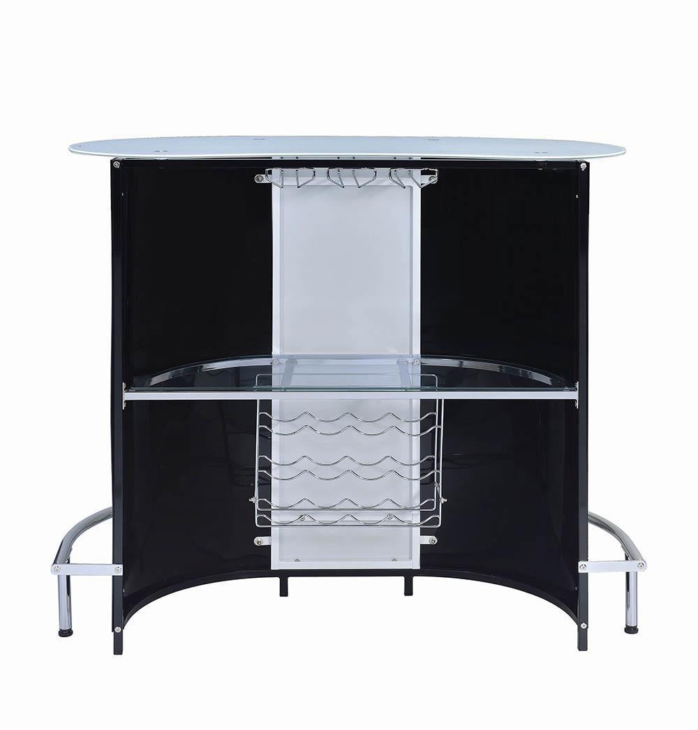 Lacewing 1-shelf Bar Unit Glossy Black and White - Half Price Furniture
