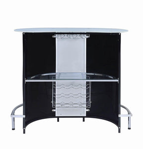 Lacewing 1-shelf Bar Unit Glossy Black and White - Half Price Furniture