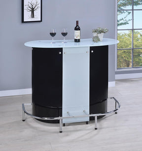 Lacewing 1-shelf Bar Unit Glossy Black and White - Half Price Furniture