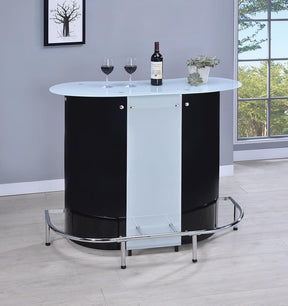 Lacewing 1-shelf Bar Unit Glossy Black and White - Bar - Half Price Furniture
