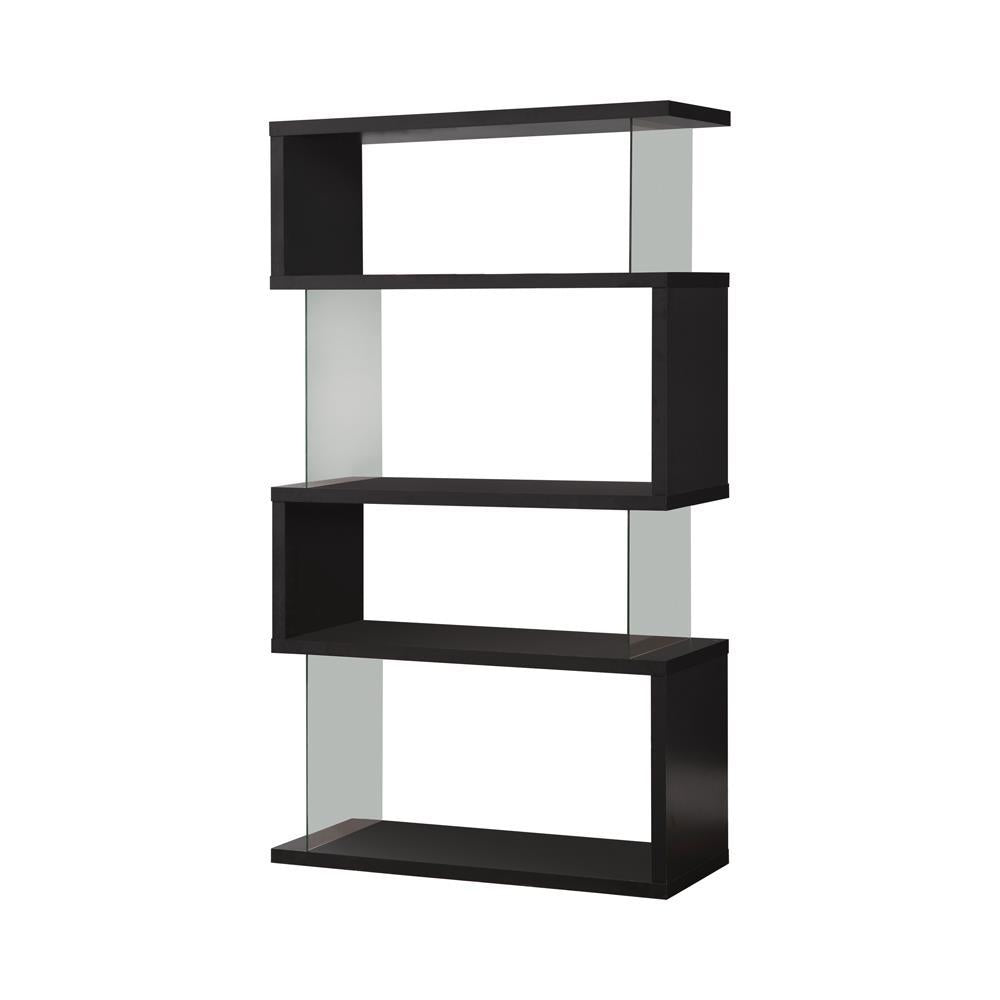 Emelle 4-tier Bookcase Black and Clear - Half Price Furniture
