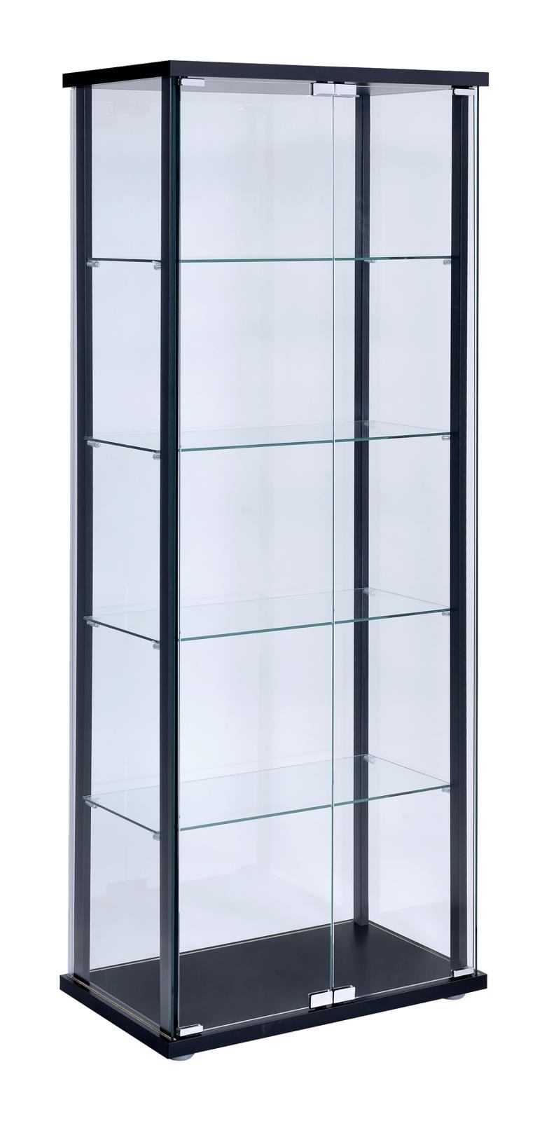Delphinium 5-shelf Glass Curio Cabinet Black and Clear - Half Price Furniture