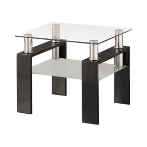 Dyer Tempered Glass End Table with Shelf Black - End Table - Half Price Furniture