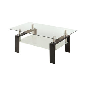 Dyer Tempered Glass Coffee Table with Shelf Black - Coffee Table - Half Price Furniture