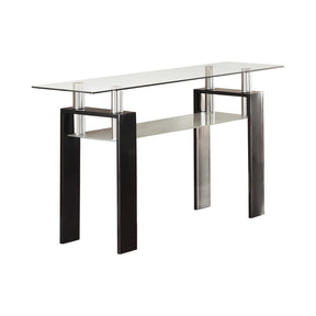 Dyer Tempered Glass Sofa Table with Shelf Black - Sofa Table - Half Price Furniture