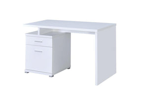 Irving 2-drawer Office Desk with Cabinet White - Desk - Half Price Furniture