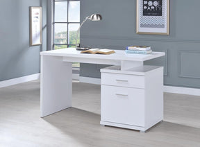Irving 2-drawer Office Desk with Cabinet White - Desk - Half Price Furniture