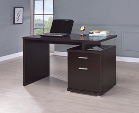 Irving 2-drawer Office Desk with Cabinet Cappuccino Half Price Furniture