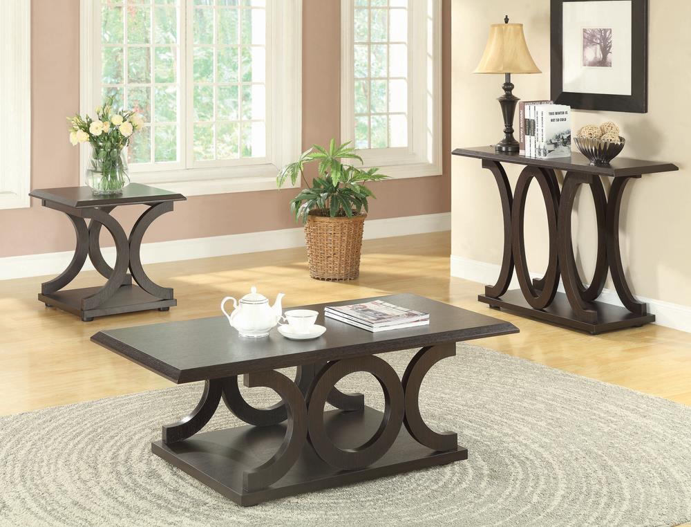 Shelly C-shaped Base Coffee Table Cappuccino - Half Price Furniture