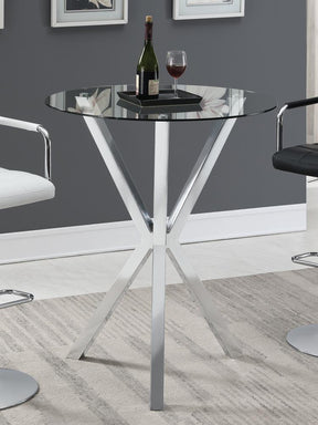 Denali Round Glass Top Bar Table Chrome  Half Price Furniture
