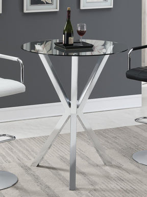 Denali Round Glass Top Bar Table Chrome - Counter Height Table - Half Price Furniture