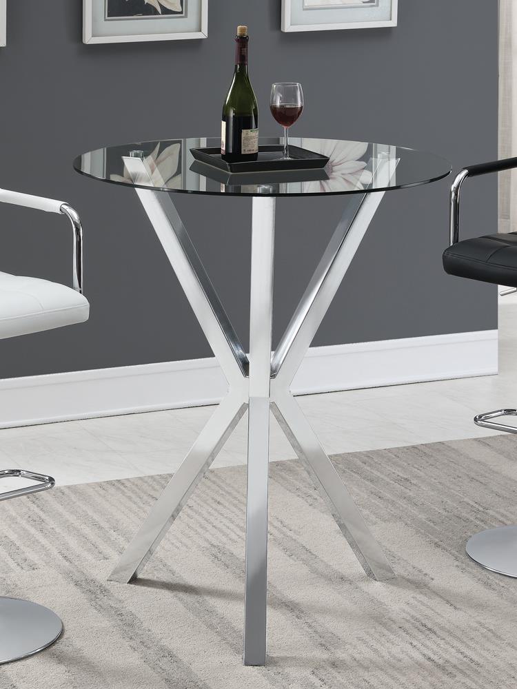 Denali Round Glass Top Bar Table Chrome - Half Price Furniture