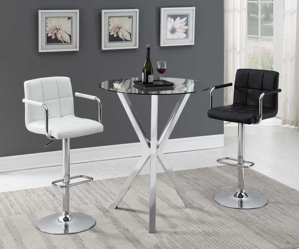 Denali Round Glass Top Bar Table Chrome - Half Price Furniture