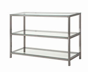 Trini Sofa Table with Glass Shelf Black Nickel - Sofa Table - Half Price Furniture