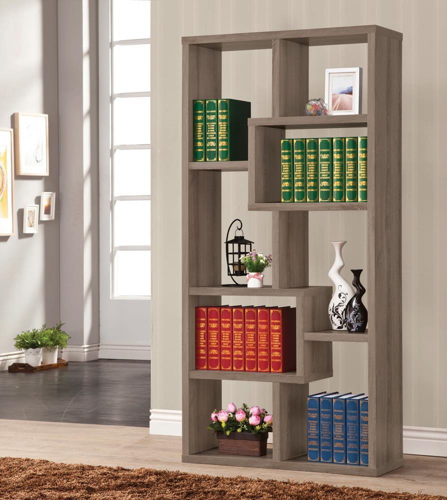 Theo 10-shelf Bookcase Weathered Grey - Half Price Furniture