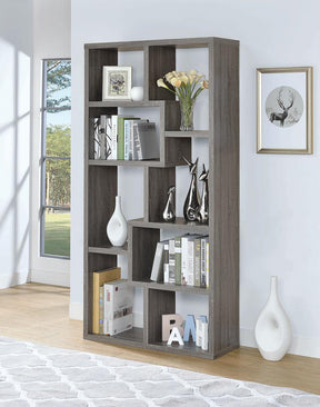 Theo 10-shelf Bookcase Weathered Grey Half Price Furniture