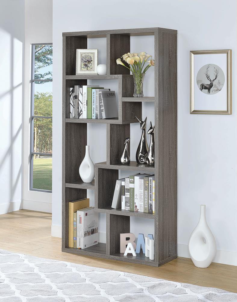 Theo 10-shelf Bookcase Weathered Grey  Half Price Furniture