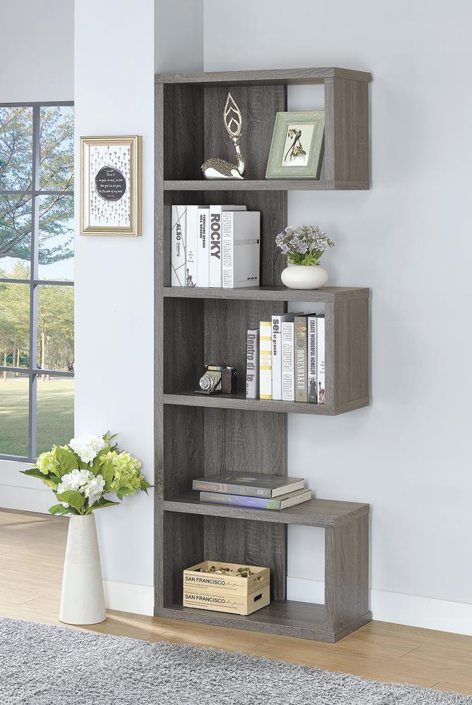 Joey 5-tier Bookcase Weathered Grey  Half Price Furniture