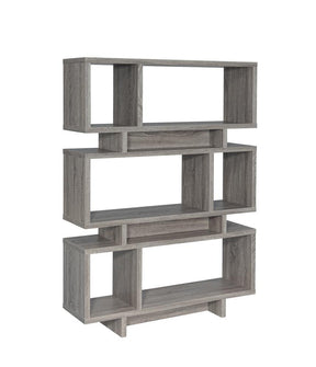 Reid 3-tier Geometric Bookcase Weathered Grey - Bookcase - Half Price Furniture