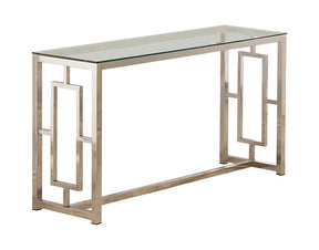 Merced Rectangle Glass Top Sofa Table Nickel Half Price Furniture