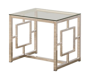 Merced Square Tempered Glass Top End Table Nickel - End Table - Half Price Furniture