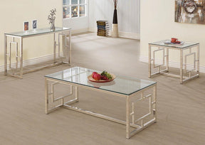Merced Rectangle Glass Top Sofa Table Nickel Half Price Furniture