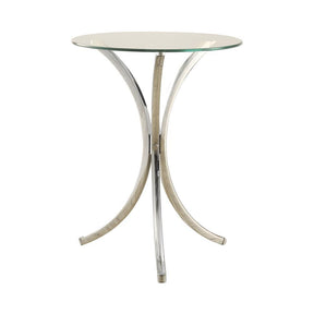 Eloise Round Accent Table with Curved Legs Chrome - End Table - Half Price Furniture
