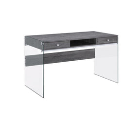 Dobrev 2-drawer Writing Desk Weathered Grey and Clear - Desk - Half Price Furniture