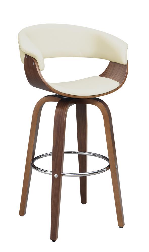Zion Upholstered Swivel Bar Stool Walnut and Ecru - Half Price Furniture