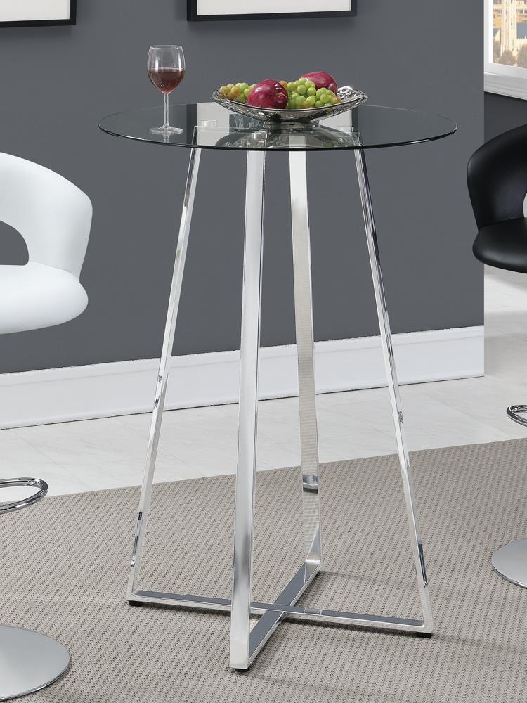 Zanella Glass Top Bar Table Chrome - Half Price Furniture