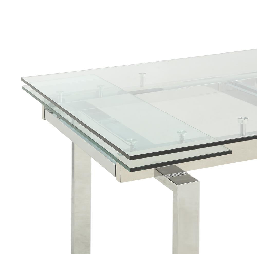 Wexford Glass Top Dining Table with Extension Leaves Chrome  Half Price Furniture