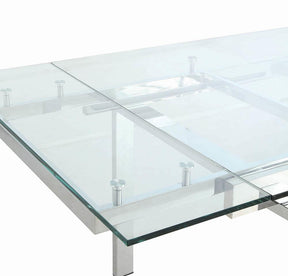 Wexford Glass Top Dining Table with Extension Leaves Chrome - Dining Table - Half Price Furniture